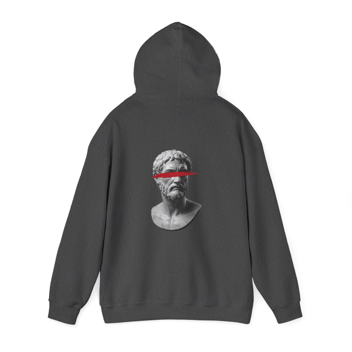 Greek Bust Hoodie — Red Slash Classical Statue Streetwear