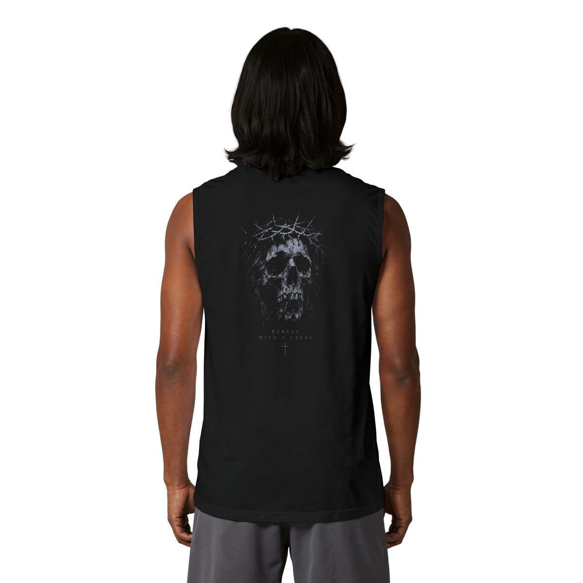 Skull of Thorns Muscle Tank — Gothic Memento Mori Back Print