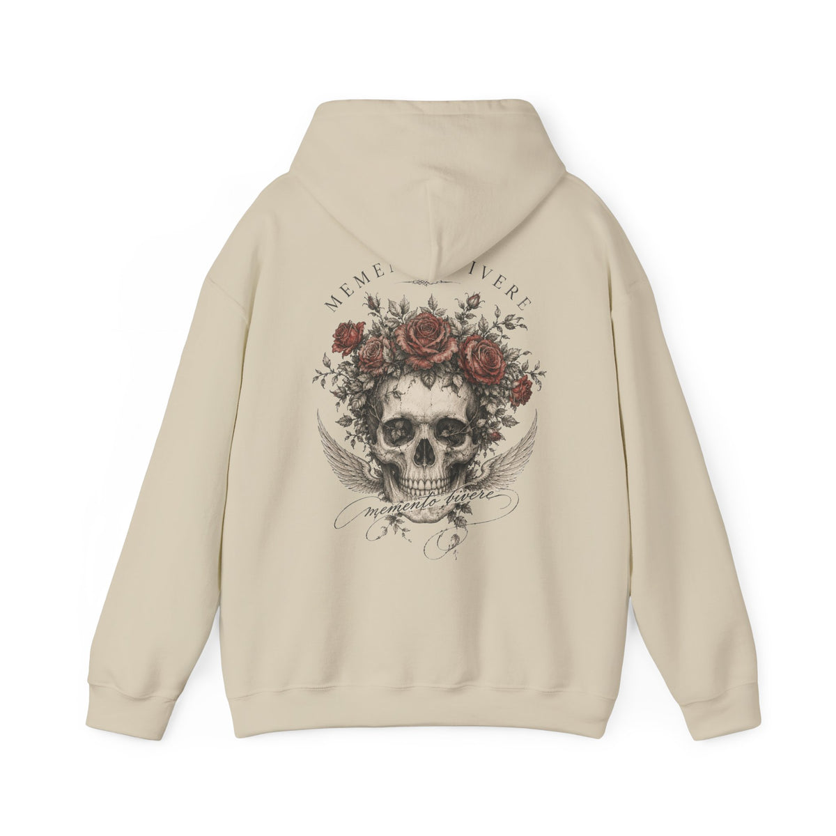 Skull and Roses Hoodie — Memento Mori Gothic Back Print