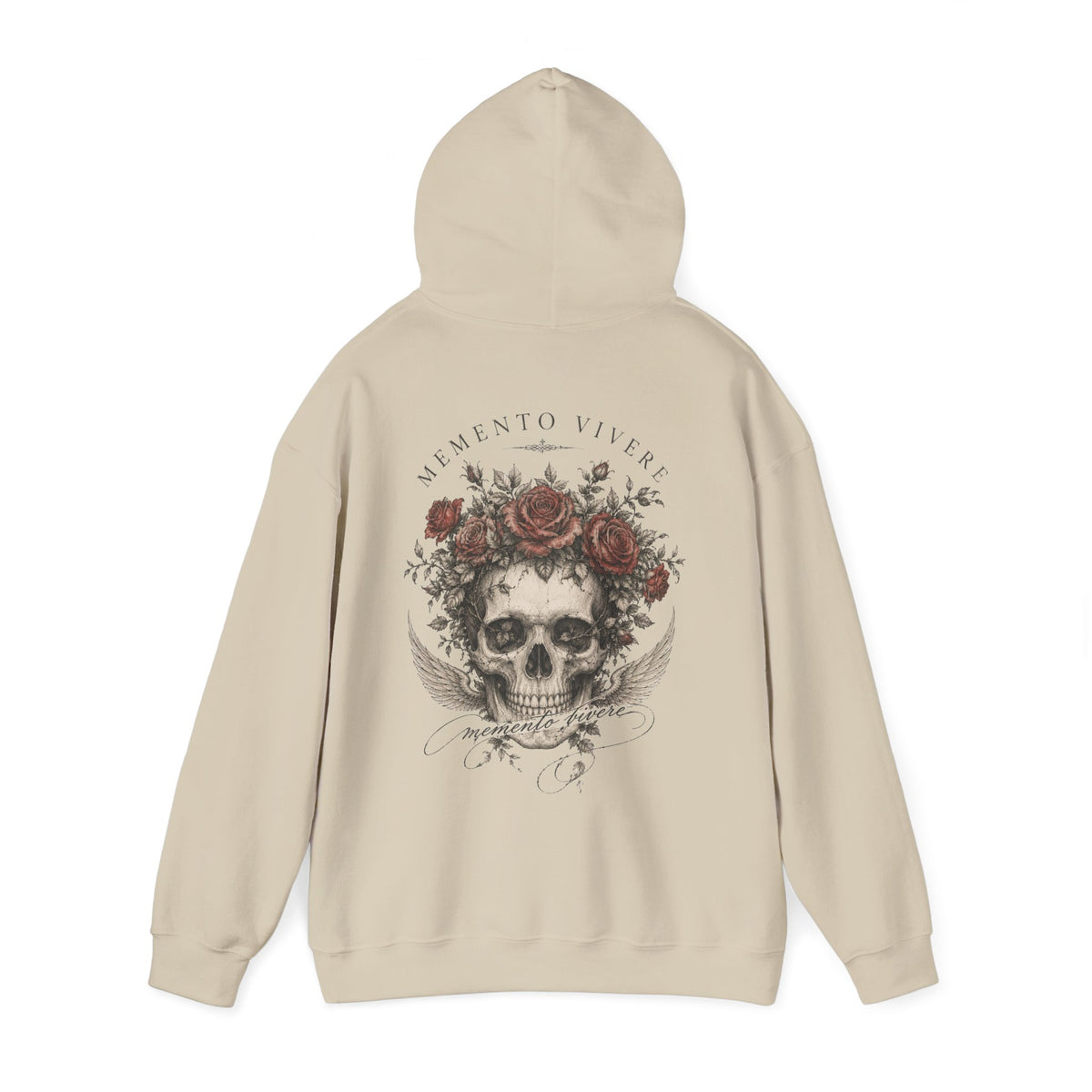 Skull and Roses Hoodie — Memento Mori Gothic Back Print