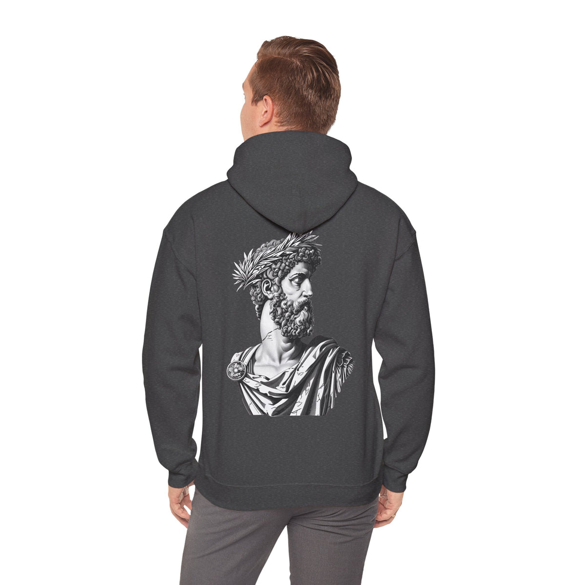 Classical Statue Hoodie — Roman Bust Graphic Back Print