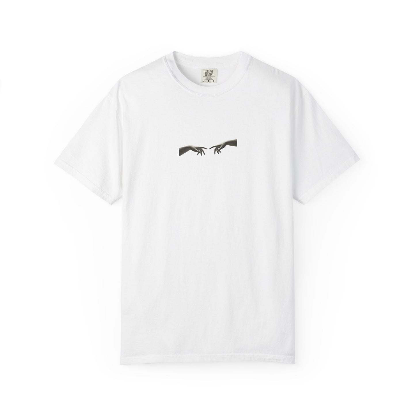 Sculpted Apollo bust with geometric stars on the back of a garment-dyed heavyweight cotton tee