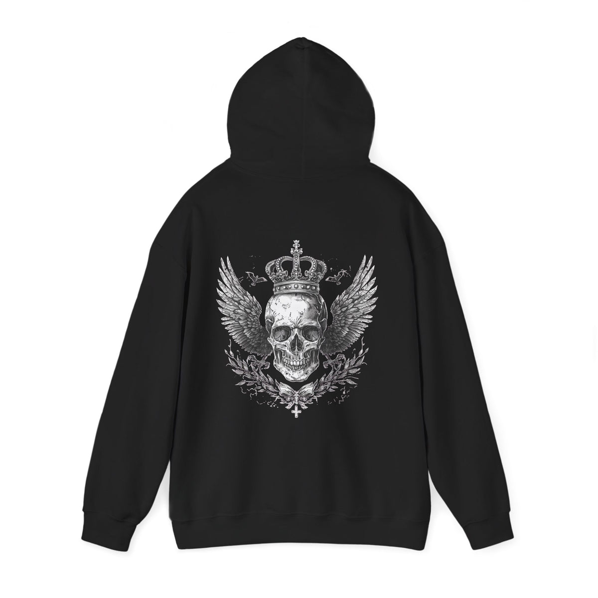 Skull Crown Hoodie - Gothic Winged Skull Pullover