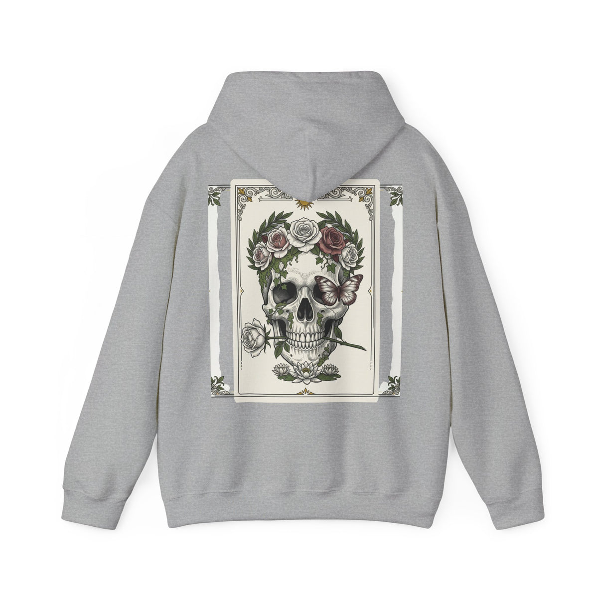 Floral Skull Hoodie — Botanical Memento Mori Vanitas Print