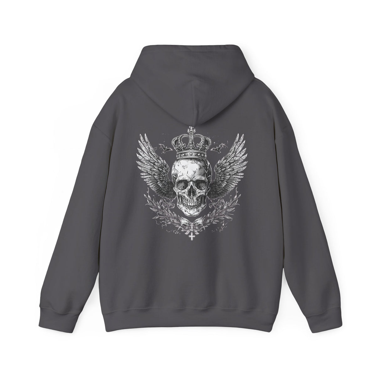 Skull Crown Hoodie - Gothic Winged Skull Pullover