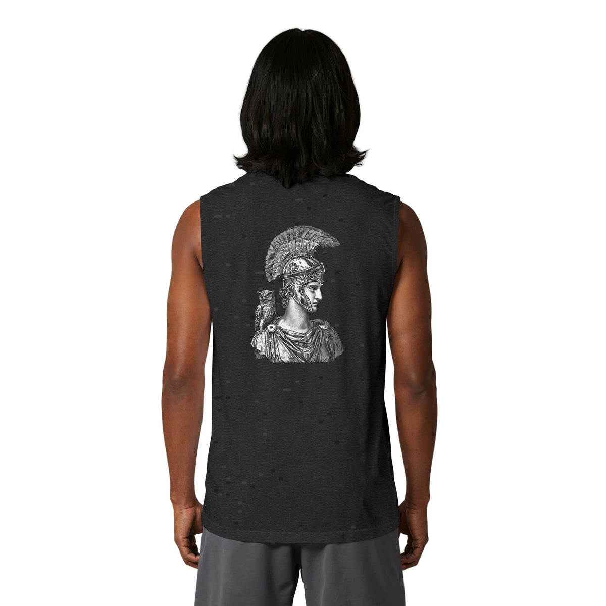 Ancient Greek Warrior Muscle Tank – Athena Helmet Back Print