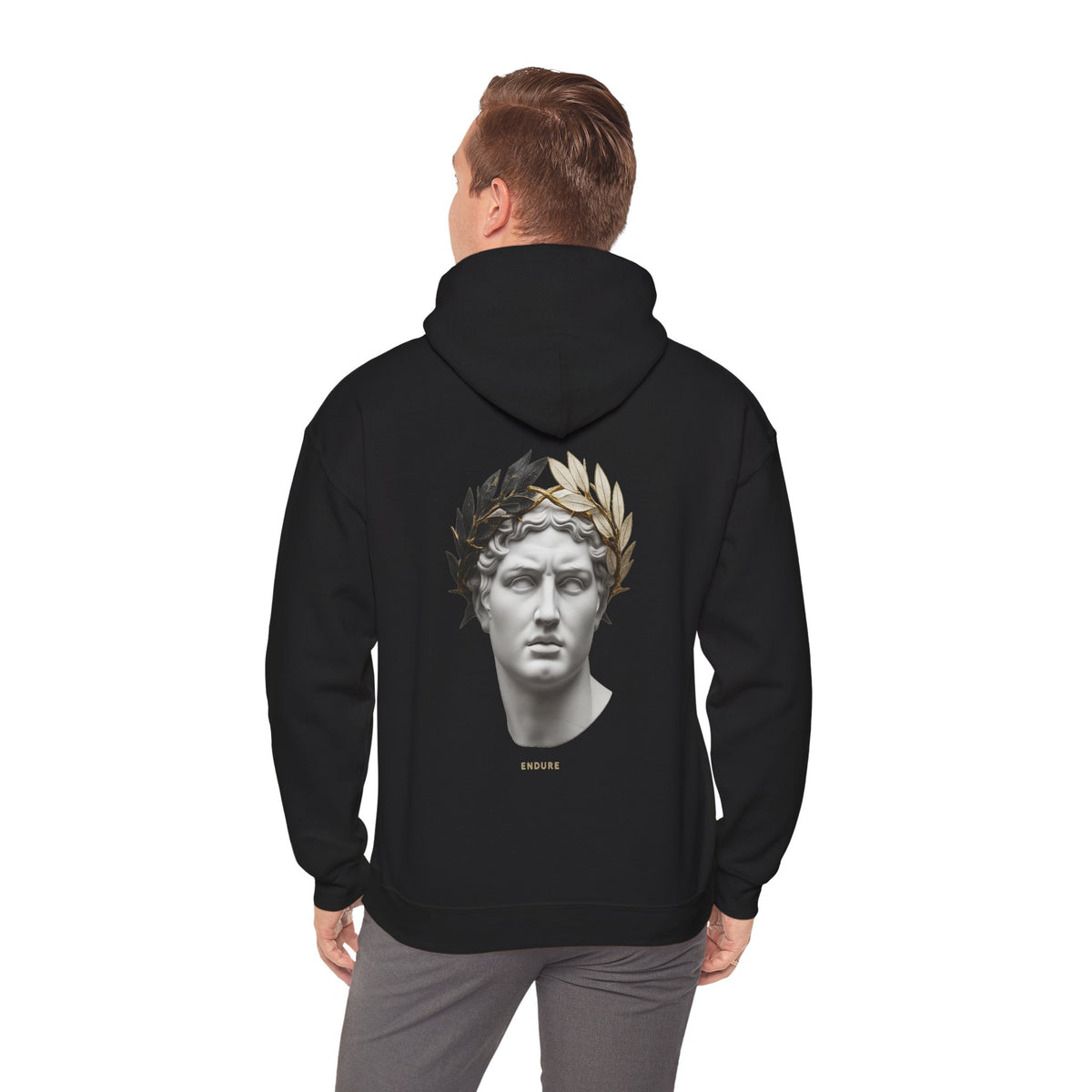 Roman Bust Hoodie — Laurel Crown Classical Statue Print