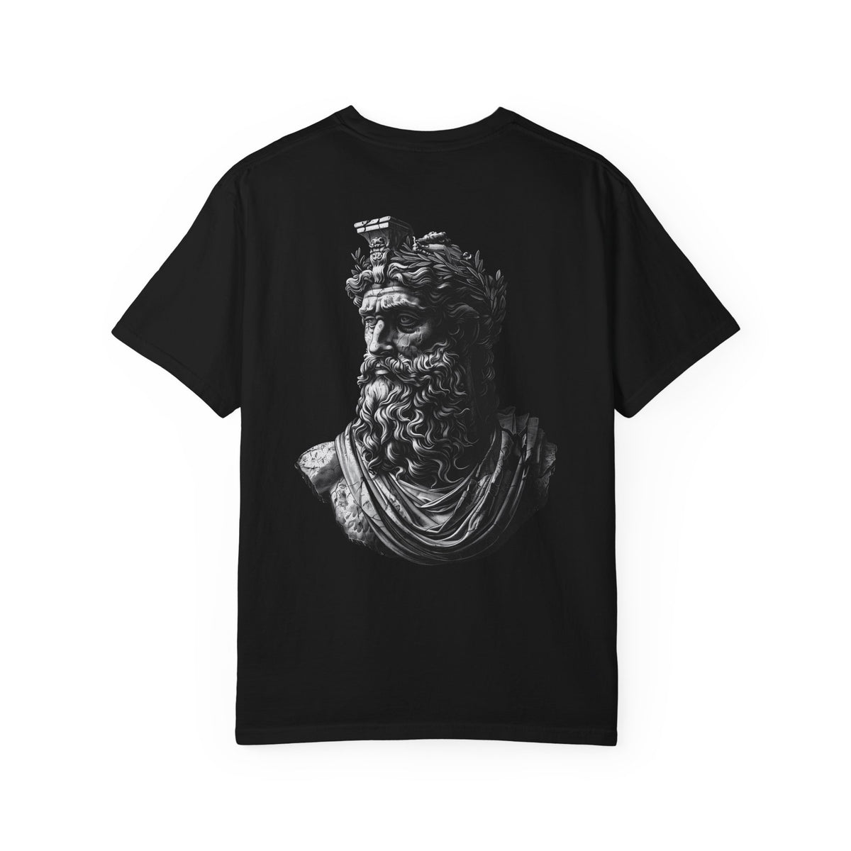 Roman Bust Zeus Graphic T-Shirt — Classical Sculpture Back Print