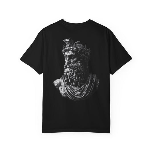 Roman Bust Zeus Graphic T-Shirt — Classical Sculpture Back Print