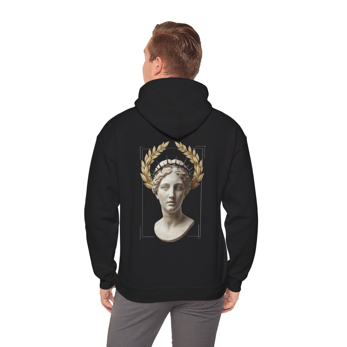 Laurel Relief Hoodie — Carved Roman Bust Classical Sweatshirt