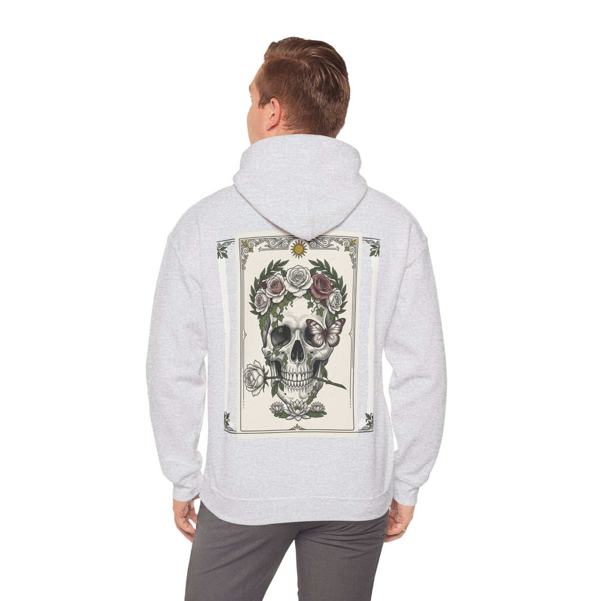 Floral Skull Hoodie — Botanical Memento Mori Vanitas Print