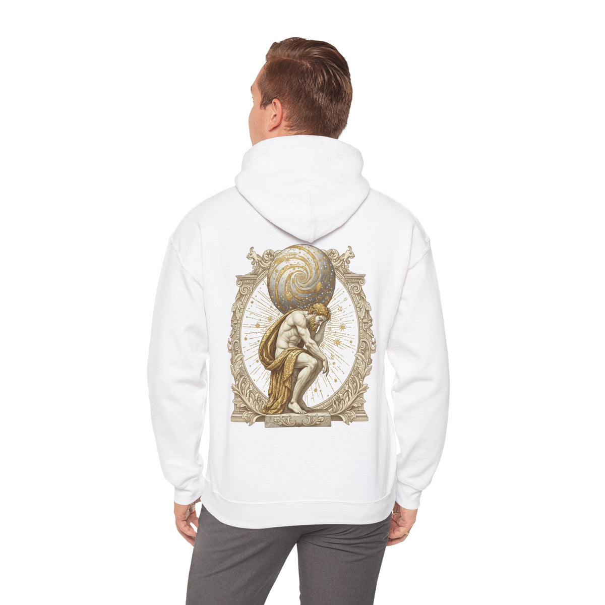 Atlas Hoodie — Greek Titan Mythology Statue Back Print