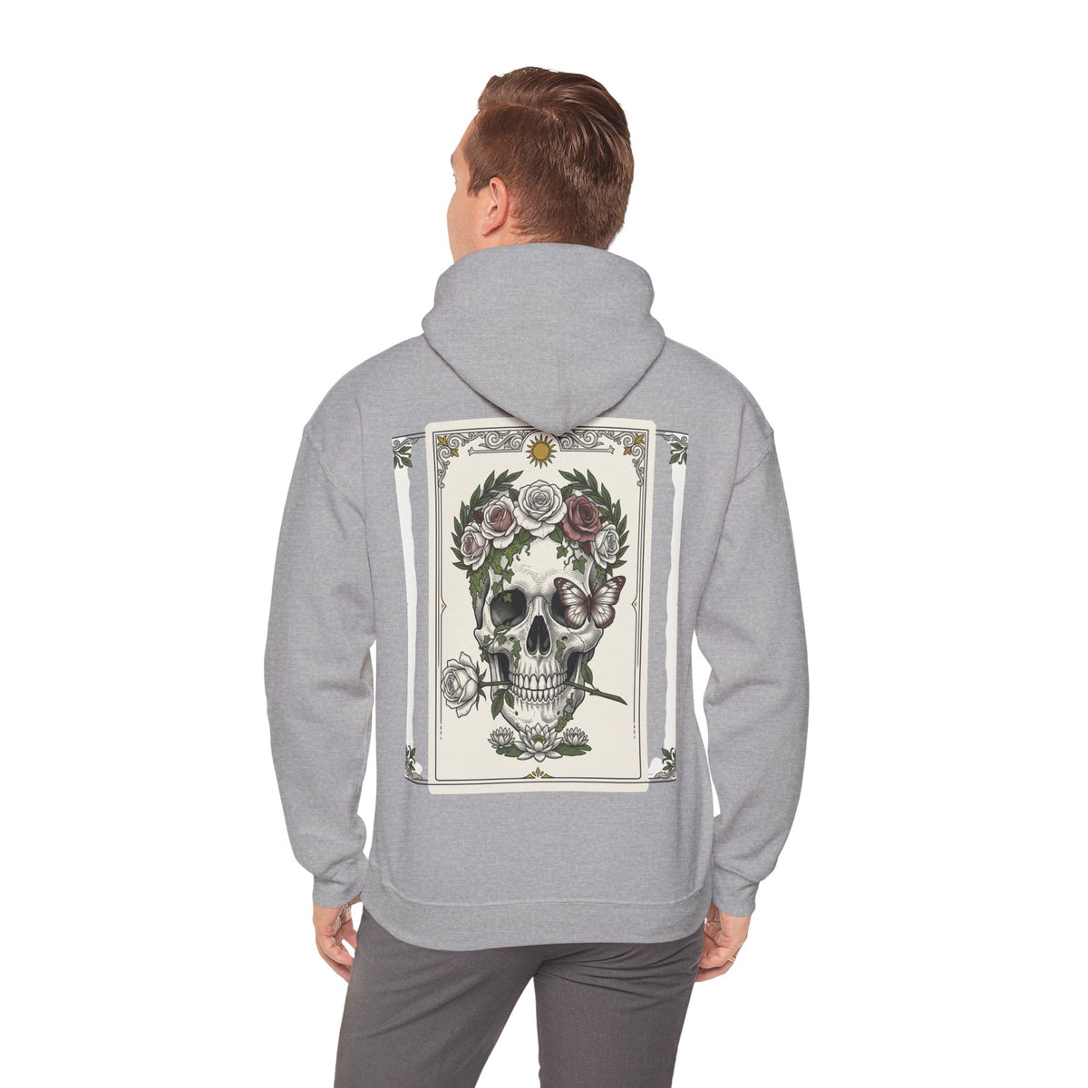 Floral Skull Hoodie — Botanical Memento Mori Vanitas Print