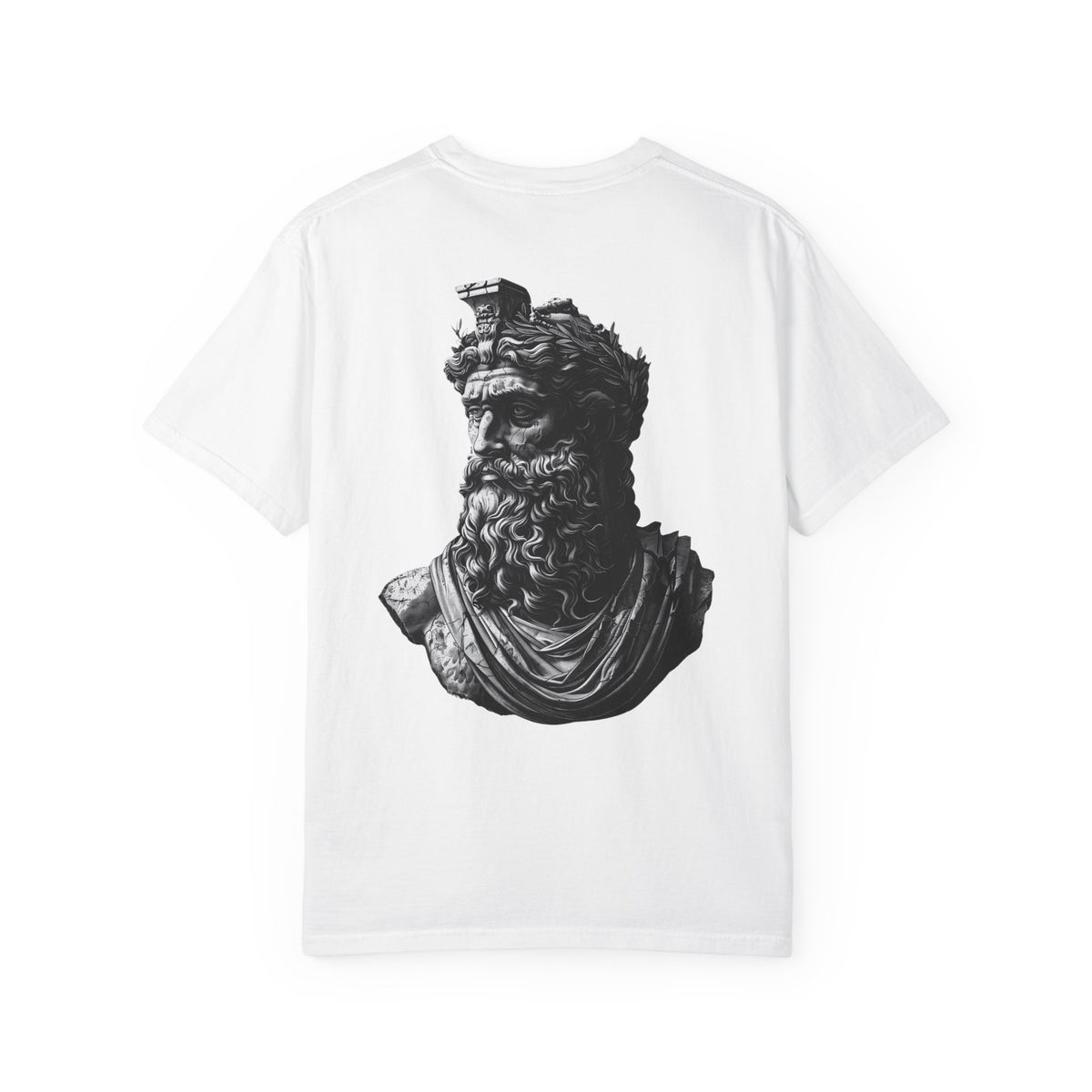 Roman Bust Zeus Graphic T-Shirt — Classical Sculpture Back Print