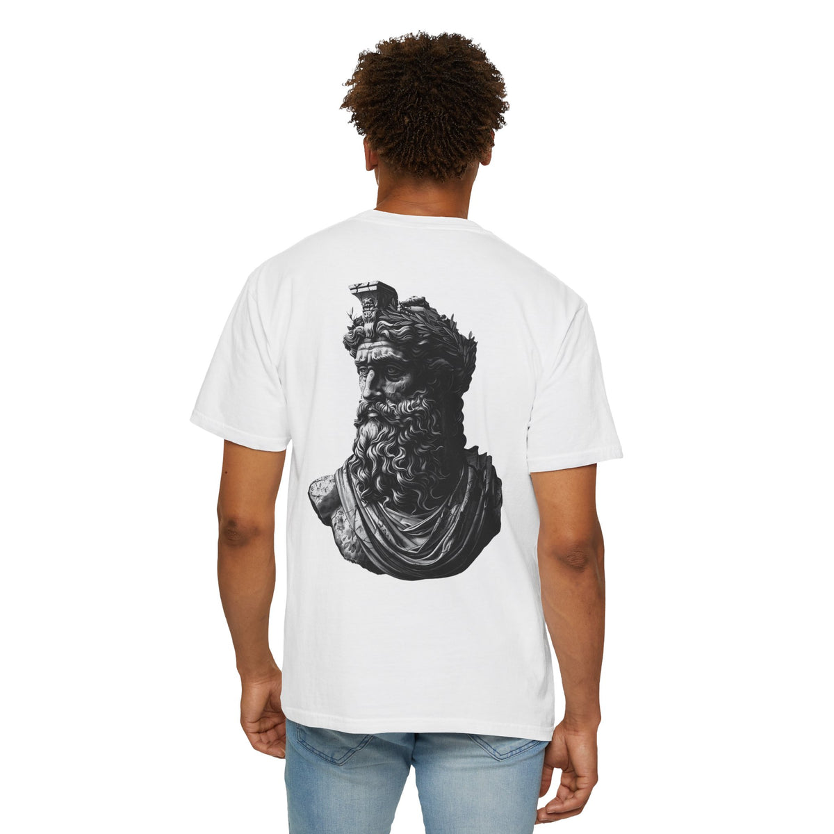 Roman Bust Zeus Graphic T-Shirt — Classical Sculpture Back Print