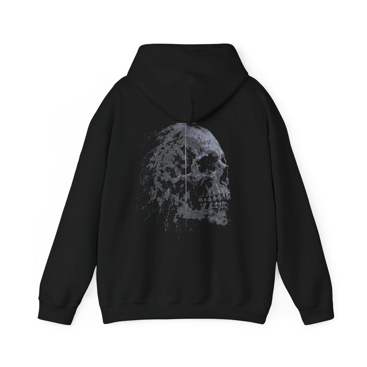Distressed Skull Hoodie — Faded Gothic Grunge Back Print