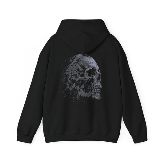 Distressed Skull Hoodie — Faded Gothic Grunge Back Print