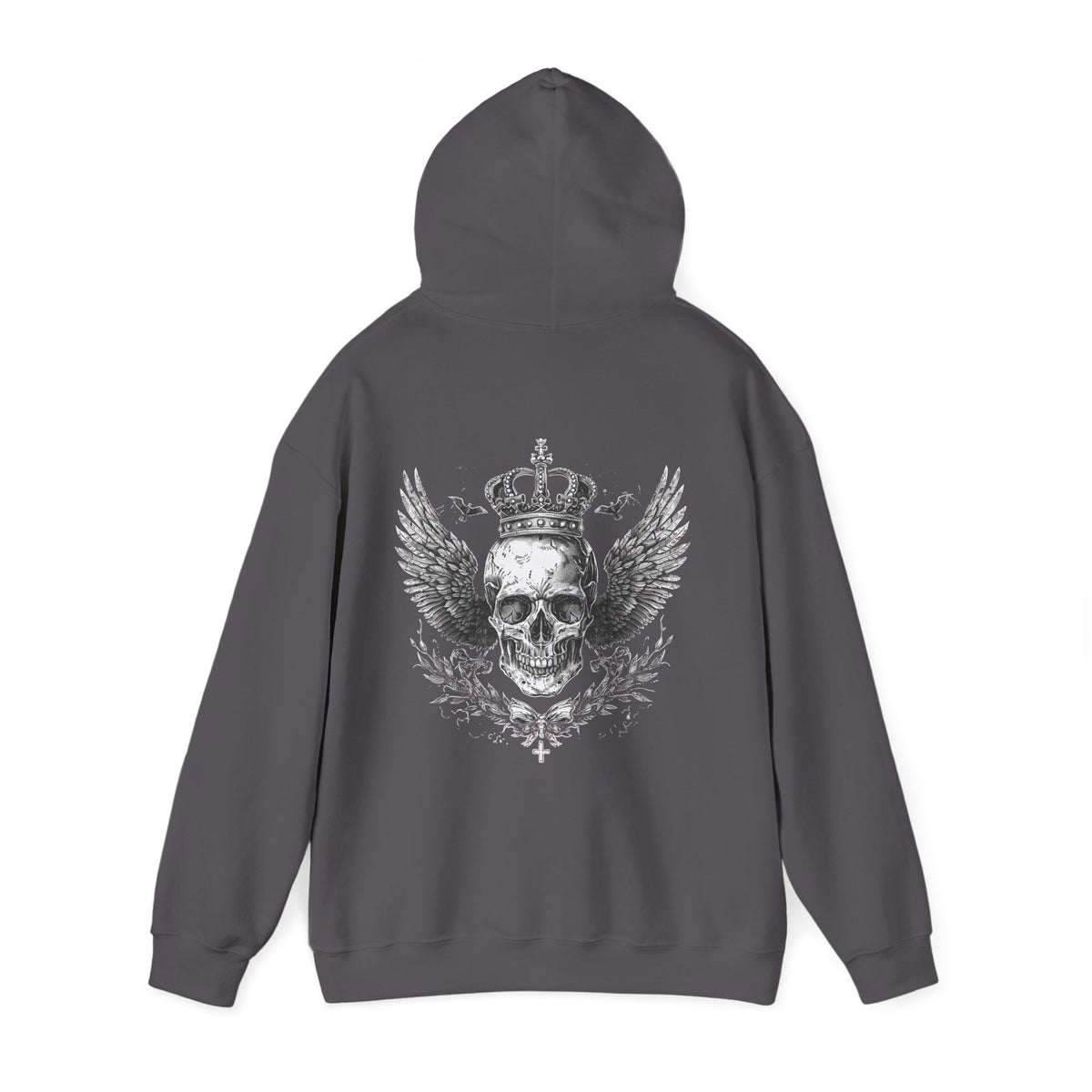Skull Crown Hoodie - Gothic Winged Skull Pullover