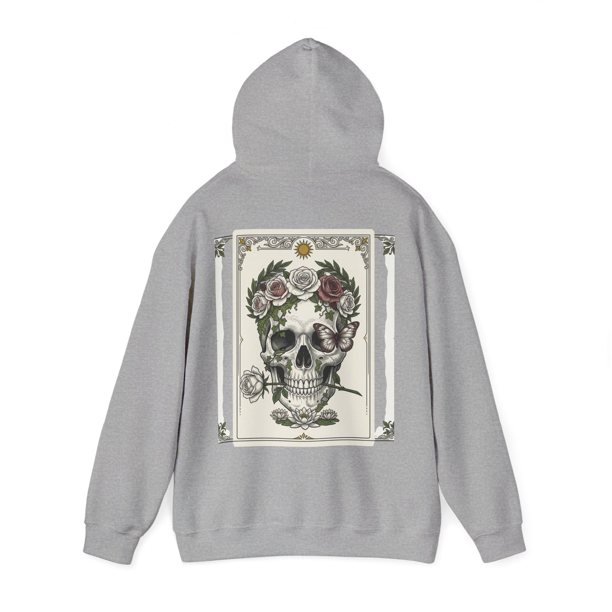 Floral Skull Hoodie — Botanical Memento Mori Vanitas Print