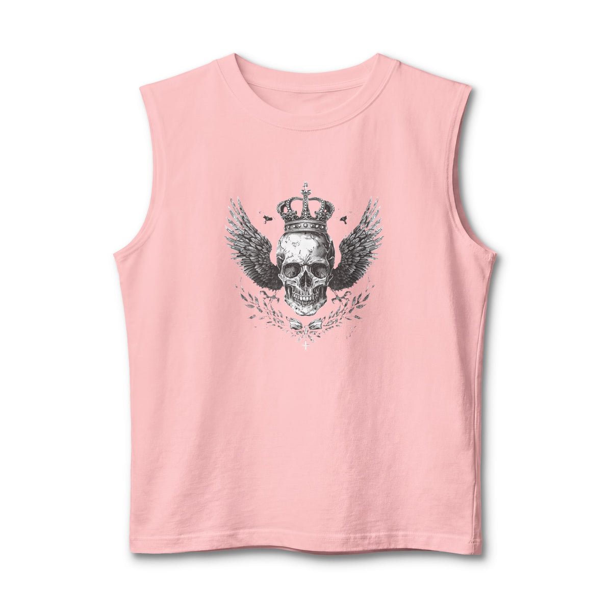 Skull & Crown Winged Graphic Muscle Tank — Edgy Rocker Tank Top