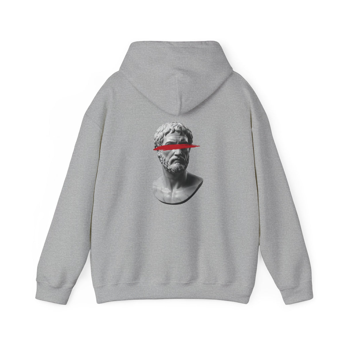 Greek Bust Hoodie — Red Slash Classical Statue Streetwear