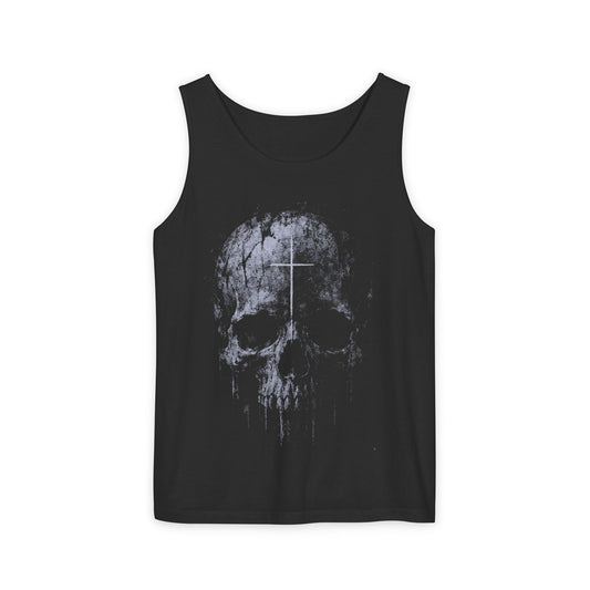 Skull and Cross Tank — Gothic Memento Mori Sleeveless Top