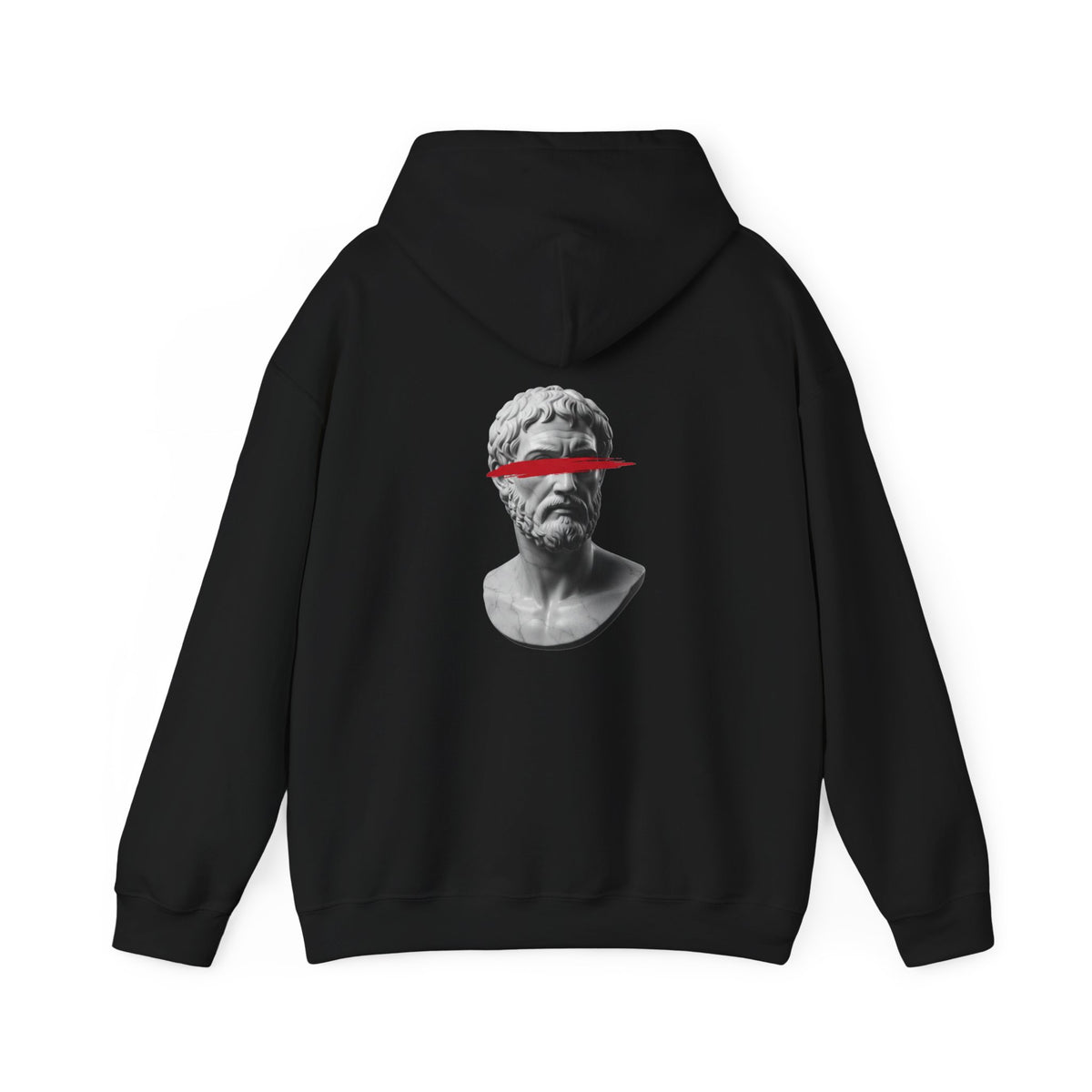 Greek Bust Hoodie — Red Slash Classical Statue Streetwear