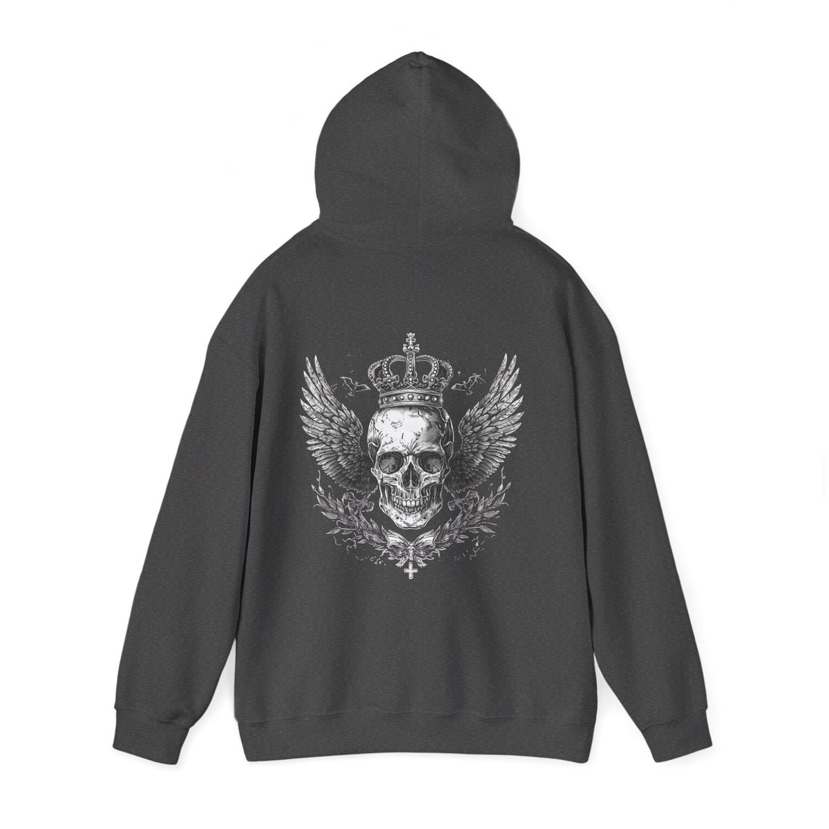 Skull Crown Hoodie - Gothic Winged Skull Pullover