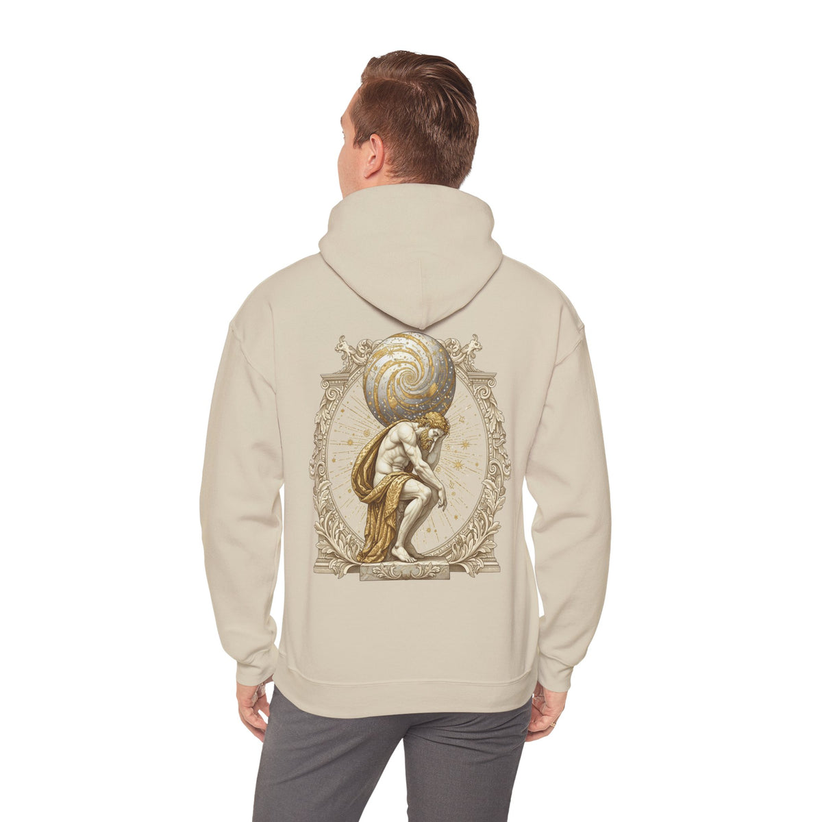 Atlas Hoodie — Greek Titan Mythology Statue Back Print