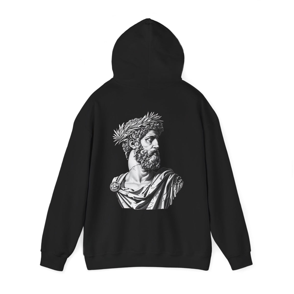 Classical Statue Hoodie — Roman Bust Graphic Back Print