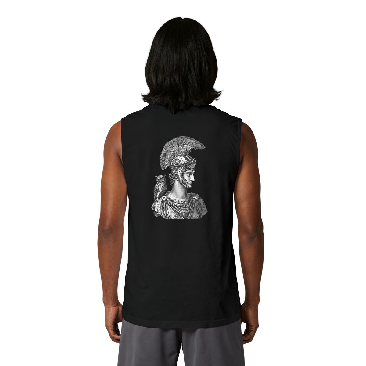 Ancient Greek Warrior Muscle Tank – Athena Helmet Back Print