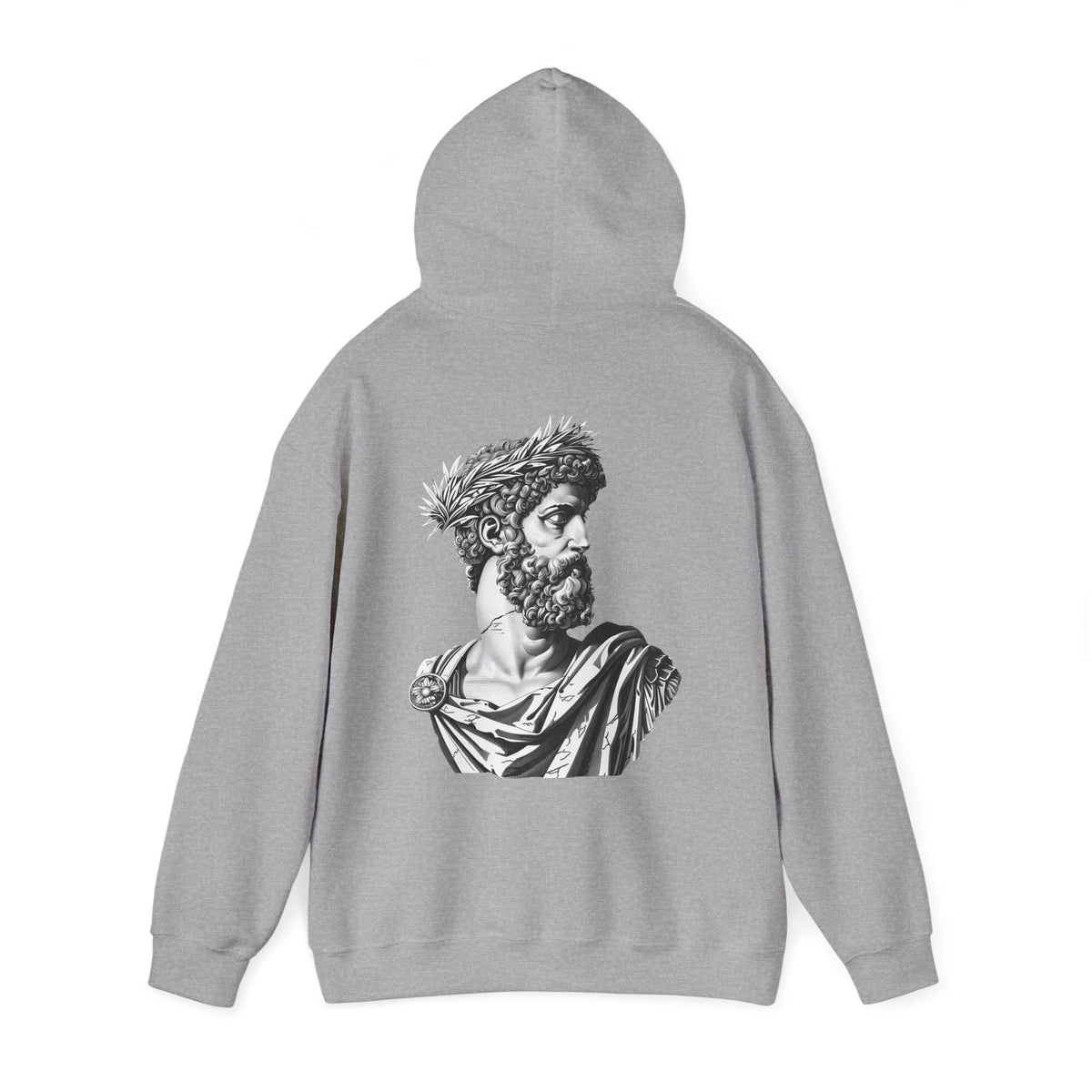 Classical Statue Hoodie — Roman Bust Graphic Back Print