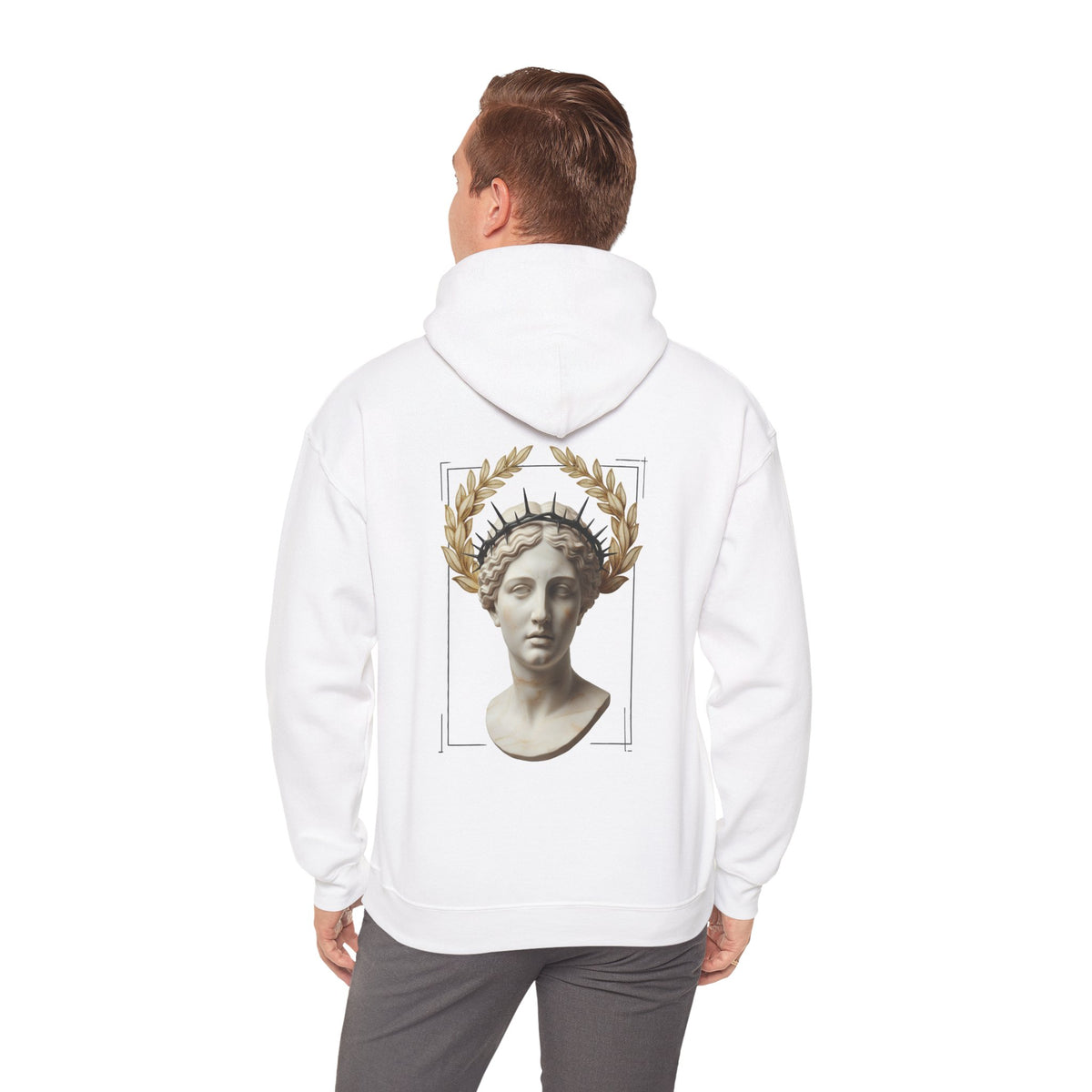 Laurel Relief Hoodie — Carved Roman Bust Classical Sweatshirt