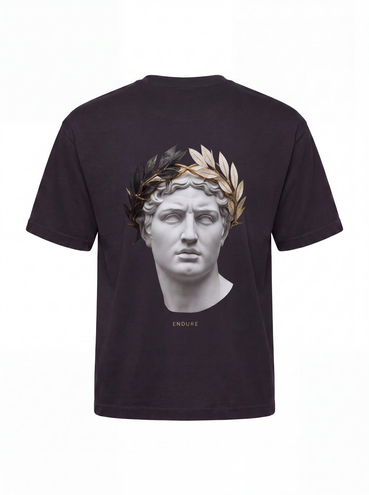 Unisex Heavyweight 6.1 oz Cotton Boxy Fit T-Shirt featuring roman bust gold laurel wreath Graphic - 3D Ghost Mannequin Back Print View
