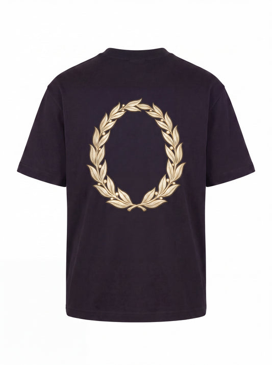 Unisex Heavyweight 6.1 oz Cotton Boxy Fit T-Shirt featuring roman bust gold laurel wreath Graphic - 3D Ghost Mannequin Back Print View