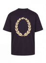 Gold Laurel Wreath Tee — Classical Emblem Back Print Shirt