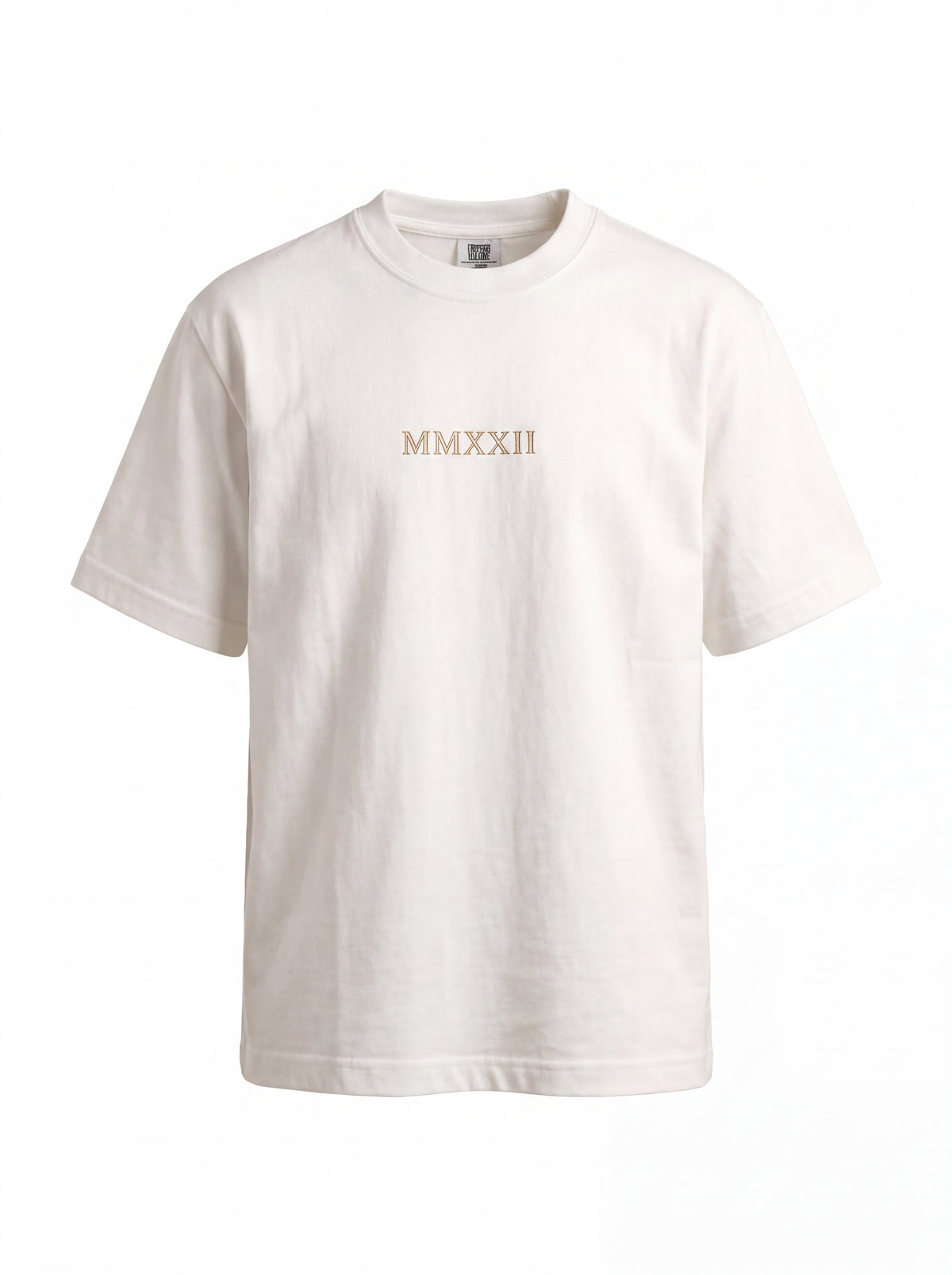 Unisex Heavyweight 6.1 oz Cotton Boxy Fit T-Shirt featuring roman bust gold laurel wreath Graphic - 3D Ghost Mannequin Front View