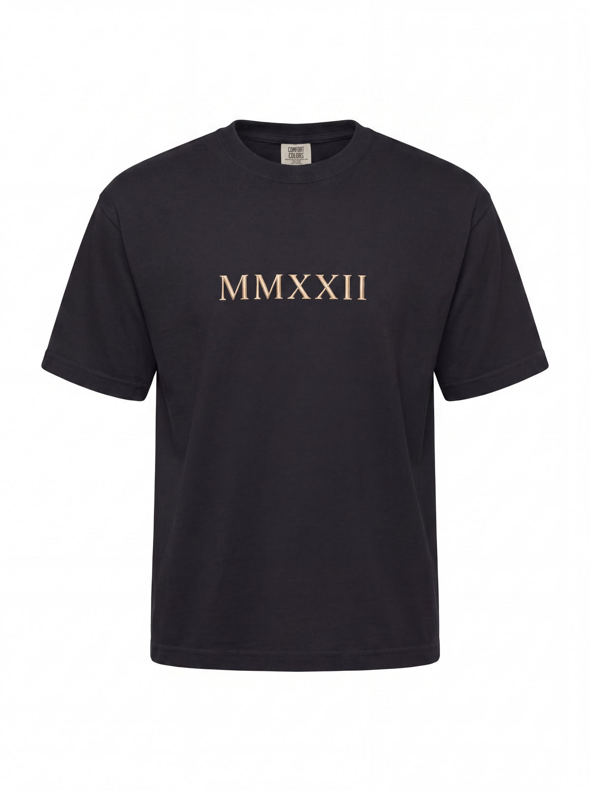 Unisex Heavyweight 6.1 oz Cotton Boxy Fit T-Shirt featuring roman bust gold laurel wreath Graphic - 3D Ghost Mannequin Front View