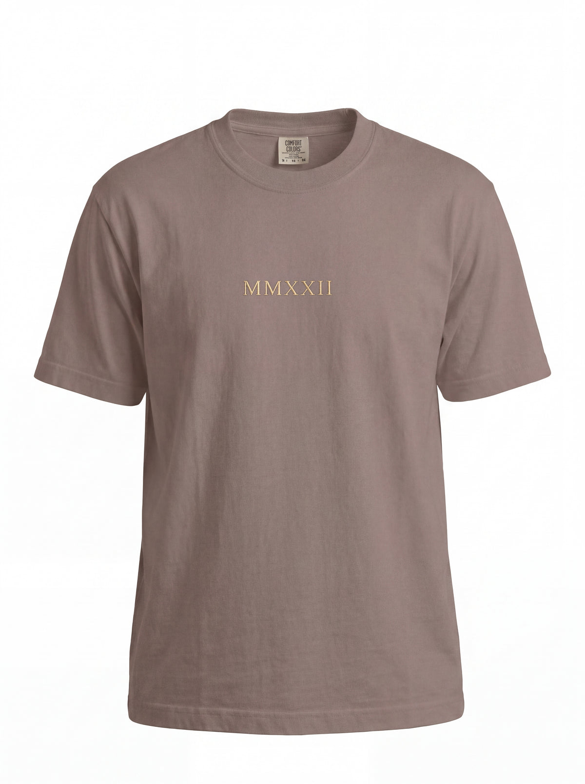 Unisex Heavyweight 6.1 oz Cotton Boxy Fit T-Shirt featuring roman bust gold laurel wreath Graphic - 3D Ghost Mannequin Front View