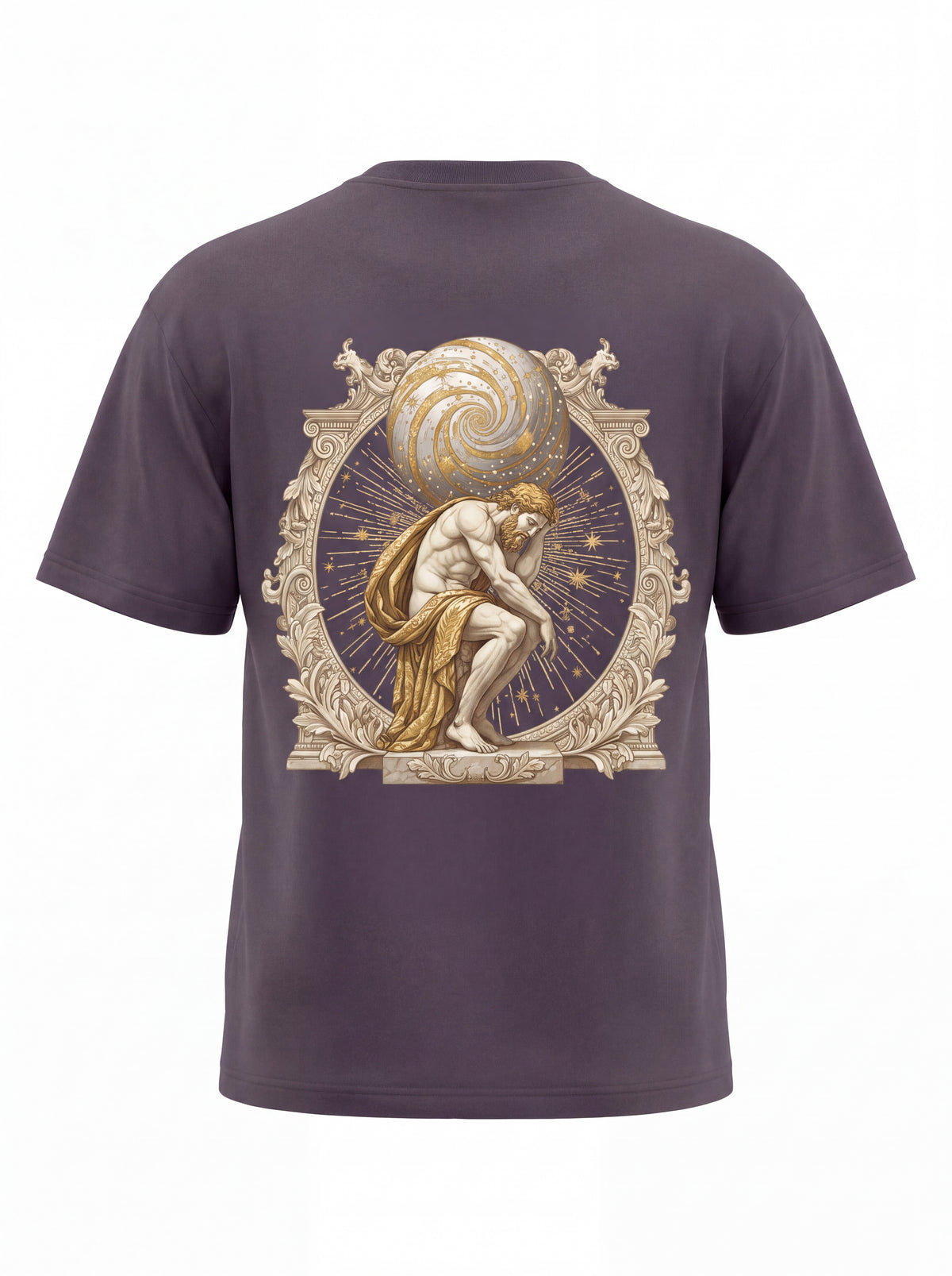 Atlas Tee — Greek Titan Mythology Statue Back Print Shirt