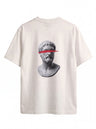 Greek Bust Tee — Red Slash Classical Statue Graphic Shirt