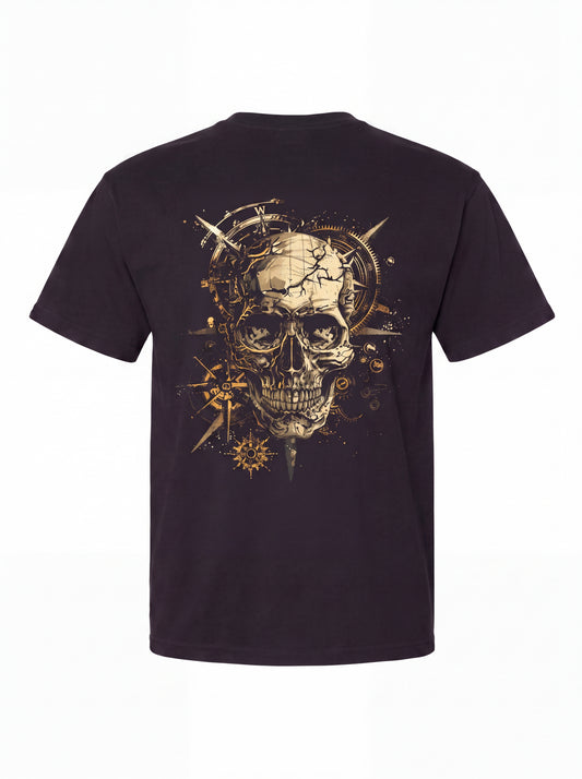Skull Compass T‑Shirt — Vintage Nautical Skull Graphic Tee