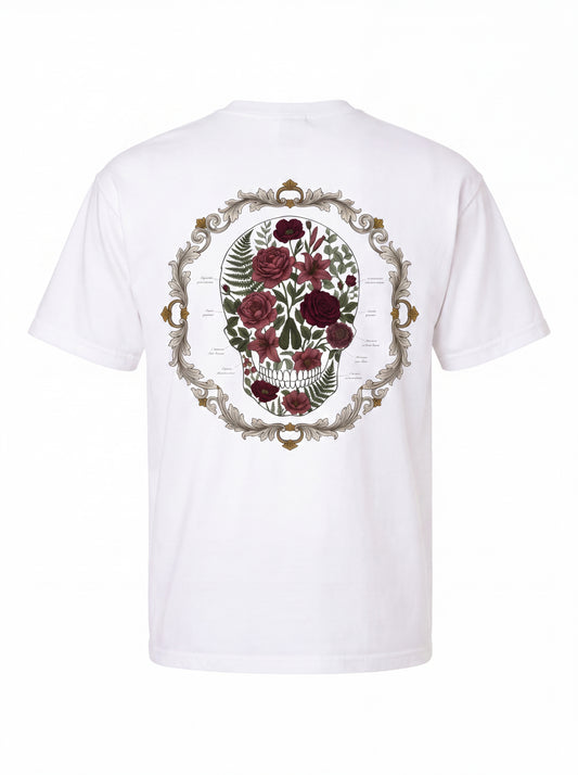Botanical Skull Tee — Memento Mori Vanitas Back Print