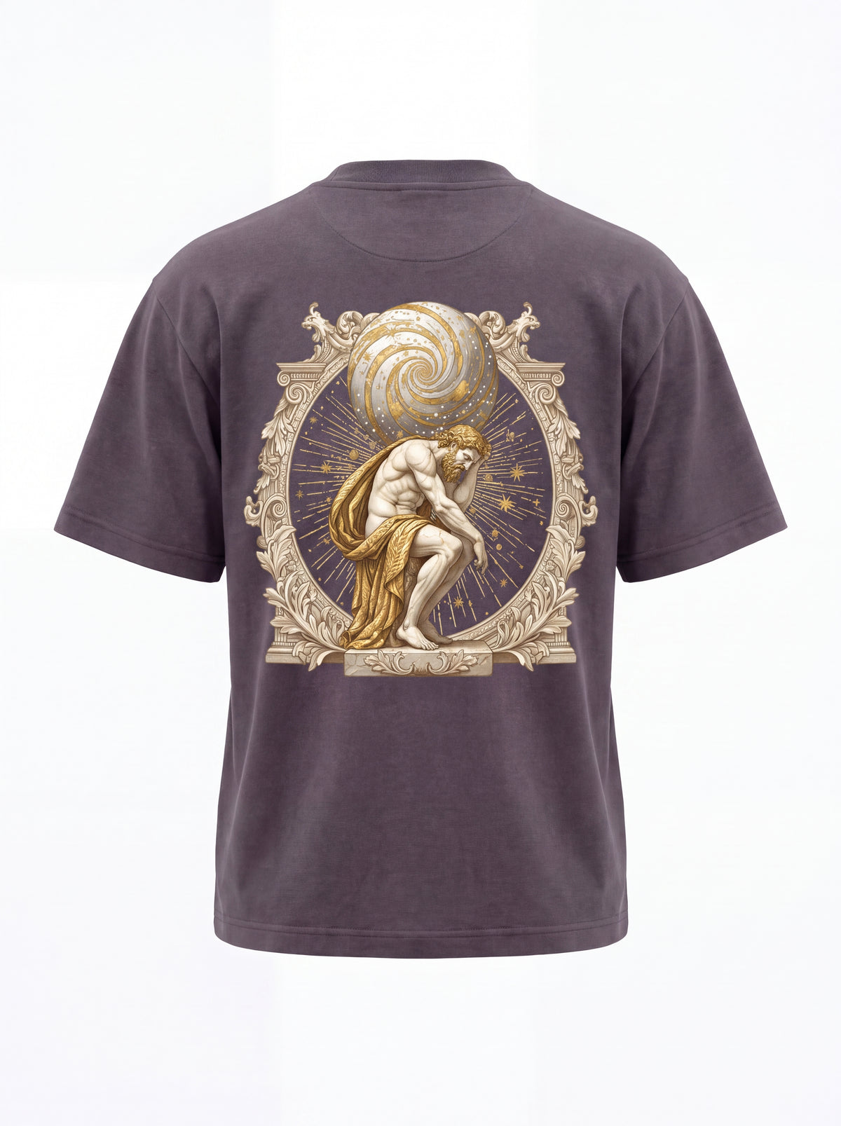 Atlas Tee — Greek Titan Mythology Statue Back Print Shirt