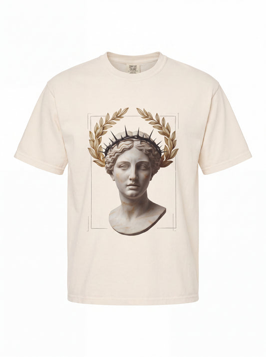 Classical Statue Tee — Roman Bust Laurel Wreath Graphic Shirt