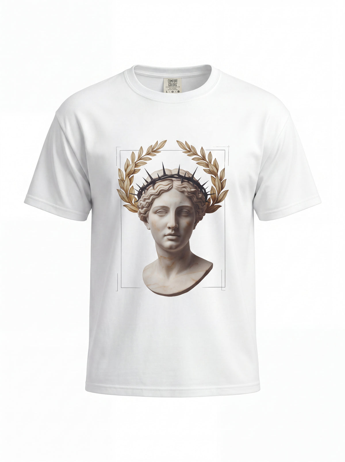 Classical Statue Tee — Roman Bust Laurel Wreath Graphic Shirt