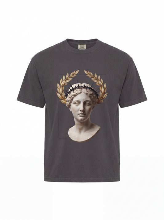 Classical Statue Tee — Roman Bust Laurel Wreath Graphic Shirt