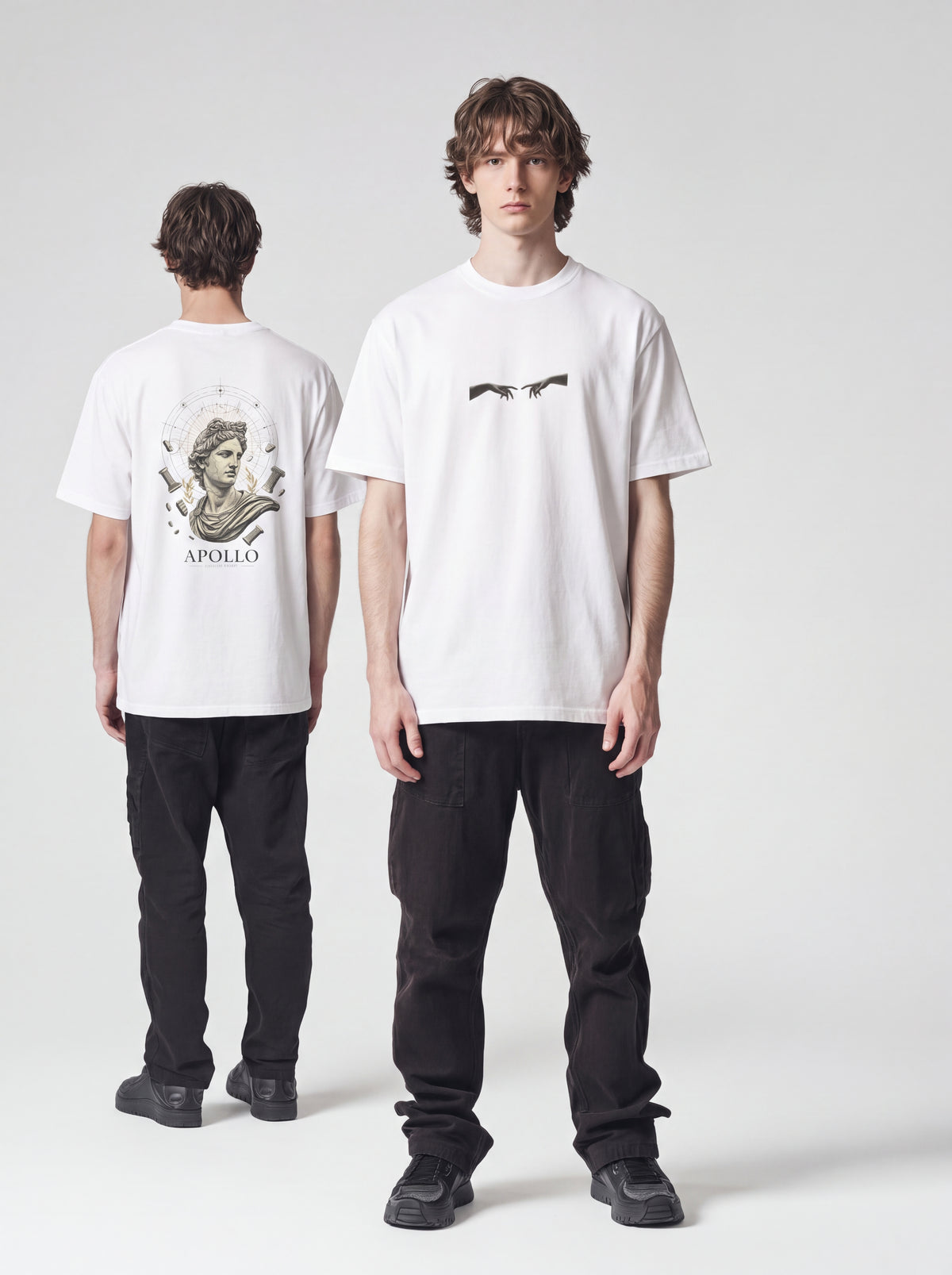 Unisex Heavyweight 6.1 oz Cotton Boxy Fit T-Shirt featuring apollo god sunburst Graphic - Garment Detail Close-up View