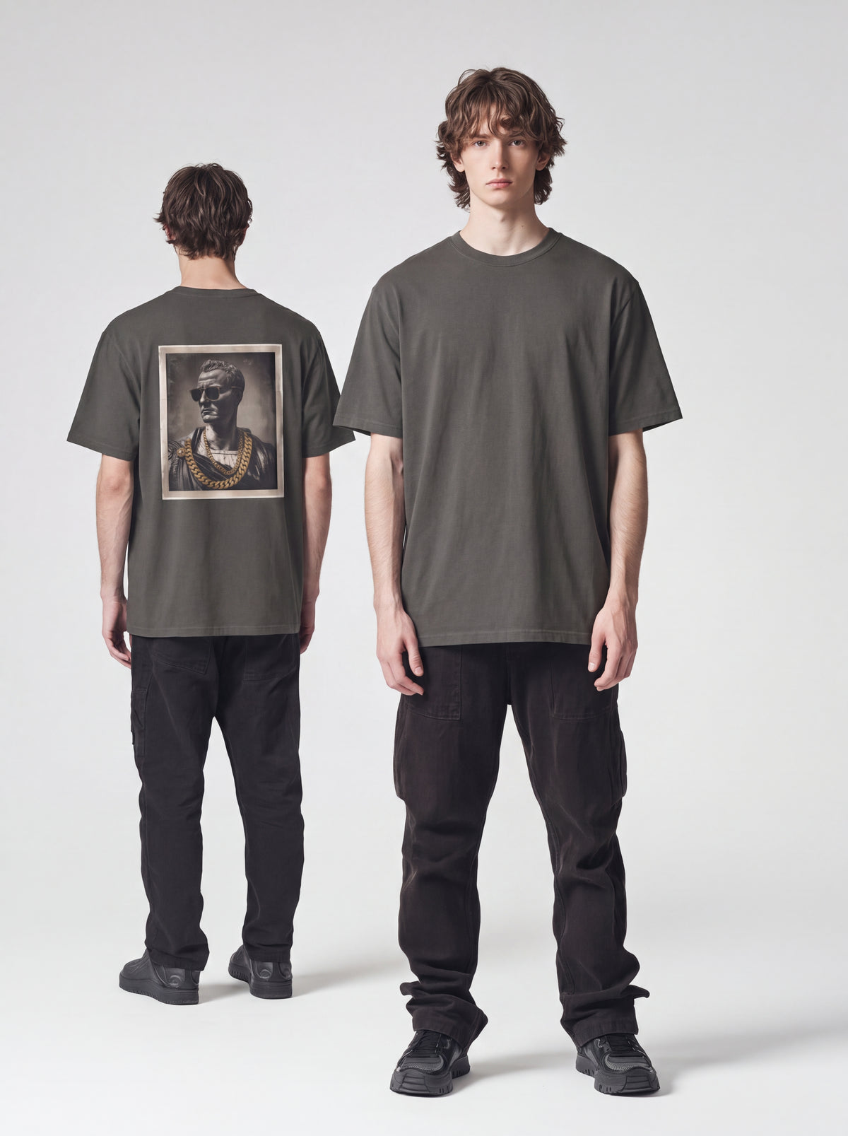 Cuban Chain Roman Bust T-Shirt — 90s Hip-Hop Classical Statue Graphic Tee