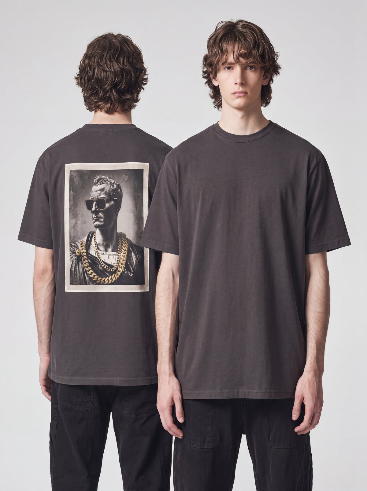 Cuban Chain Roman Bust T-Shirt — 90s Hip-Hop Classical Statue Graphic Tee